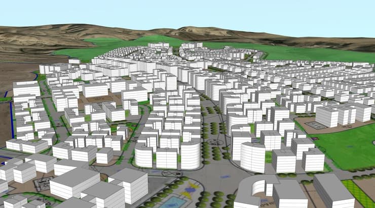 הדמיה של שכונת רותם בדימונה (הדמיה: משרד האדריכלים עמוס ברנדייס) הדמיה של שכונת רותם בדימונה