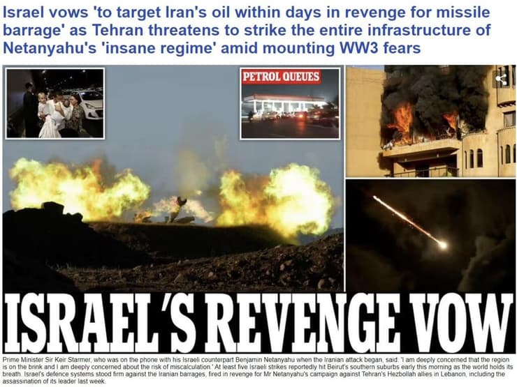 סיקור בעולם של המתקפה האיראנית כותרות עיתונים ואתרים