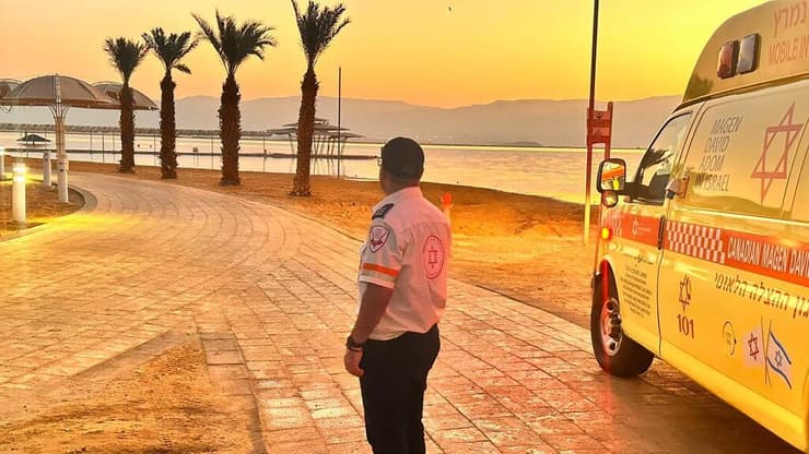 זירת הטביעה בים המלח (צילום: תיעוד מבצעי מד"א) גבר טבע למוות בים המלח