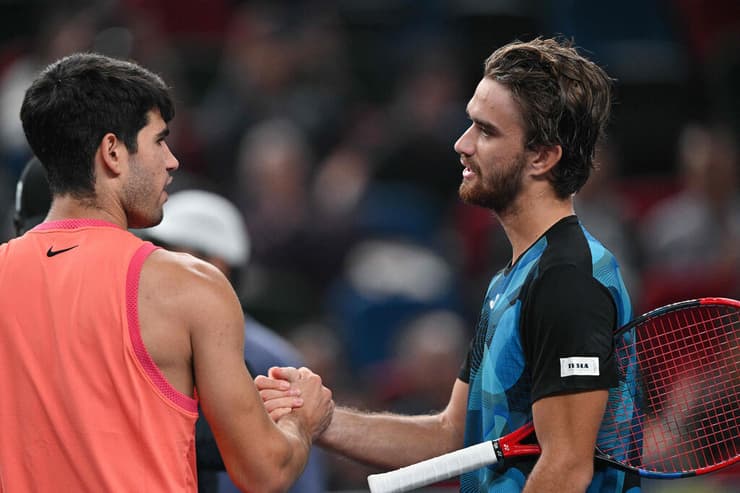 תומאס מחץ' קרלוס אלקראס (צילום: HECTOR RETAMAL / AFP) תומאס מחץ' קרלוס אלקראס