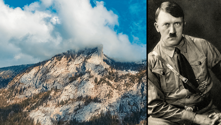 היטלר על רקע הר אונטרסברג (צילומים: shutterstock ו-Andreas Wolochow / Shutterstock.com) היטלר על רקע הר אונטרסברג