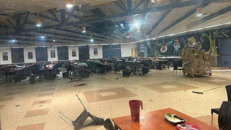 זירת פגיעת הכטב"ם בחדר האוכל בבא"ח גולני