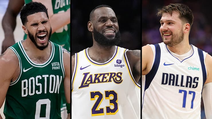 עונת 2024/25 של ה־NBA יוצאת לדרך. דונצ'יץ', לברון וטייטום (צילום: AP, AFP) דונצ'יץ', לברון וטייטום