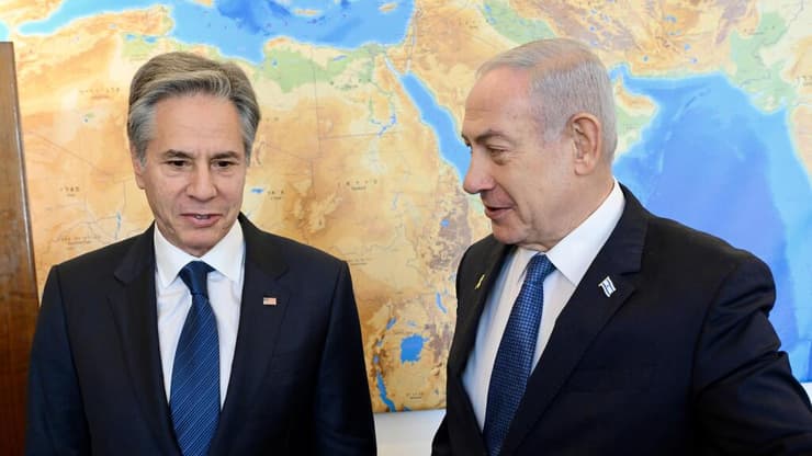 אנתוני בלינקן בפגישה עם נתניהו ביום ה-382 למלחמה