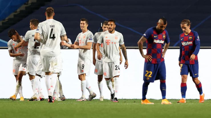 חבל שלא היו אוהדים. שחקני באיירן מינכן חוגגים (צילום: Rafael Marchante/Pool via Getty Images) שחקני באיירן מינכן חוגגים