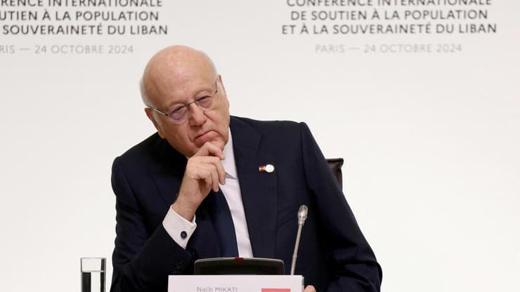 "זקוקים להפסקת אש בהקדם". ראש ממשלת לבנון (צילום: ALAIN JOCARD/Pool via REUTERS) ראש ממשלת לבנון נג'יב מיקאתי