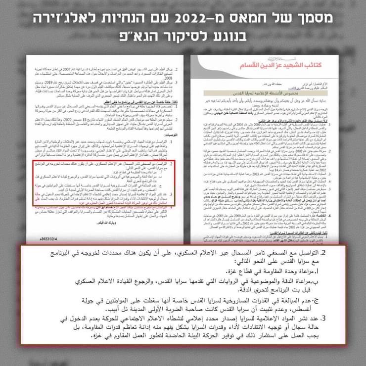 מסמכי הנחיות של חמאס לרשת שידור הטלוויזיה אלג'זירה