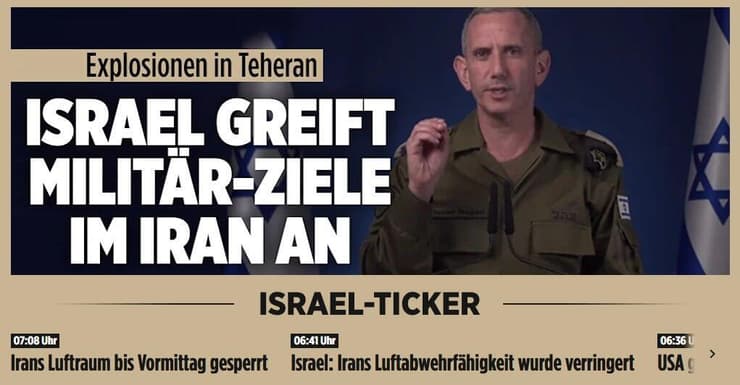 כותרת הבילד הגרמני: ישראל תוקפת מטרות צבאיות באיראן