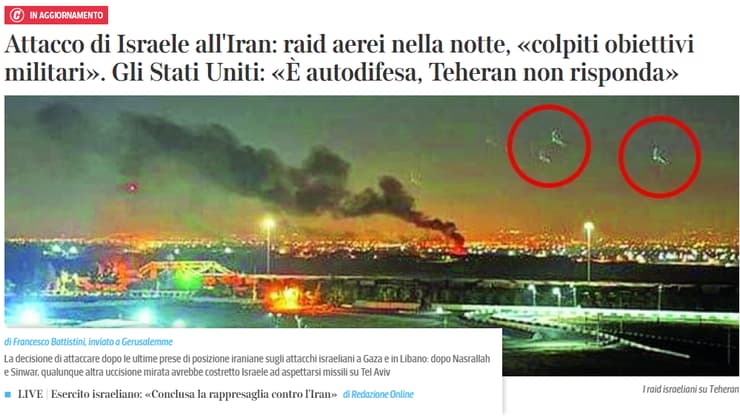 קוריירה דה לה סרה האיטלקי על בתקיפה הישראלית באיראן