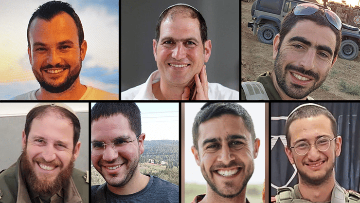 למעלה, מימין: נתנאל הרשקוביץ, הרב אבירם חריב ואלון ספראי. למטה, מימין: הלל עובדיה, אליאב אביטבול, גלעד אלמליח והרב אבי גולדברג