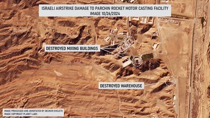 הנזק שנגרם כתוצאה מהתקיפה הישראלית בפרצ'ין וחוג'יר שבאיראן