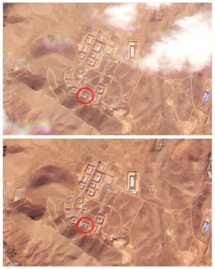 אתר הייצור חוג'יר  אחרי התקיפה של ישראל נגד איראן, ולפניה