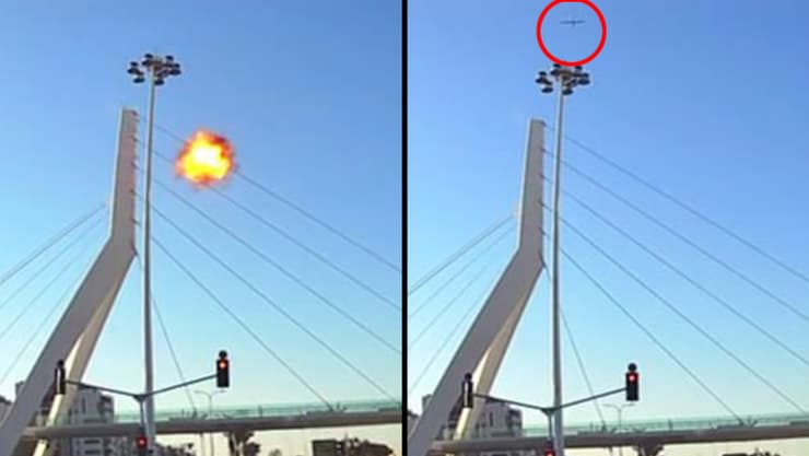 תיעוד: כטב"ם מתפוצץ בסמוך לרכבת בנהריה