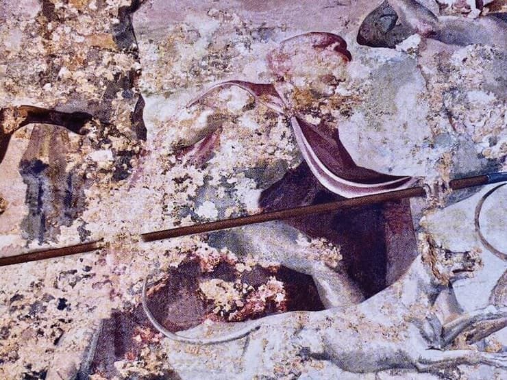 התיעוד על האפריז של קבר II בו נטמן פיליפוס השלישי, בו רואים את אלכסנדר מוקדון לבוש בטוניקה הסגולה