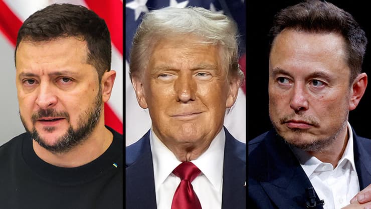 אילון מאסק וולודימיר זלנסקי דונלד טראמפ