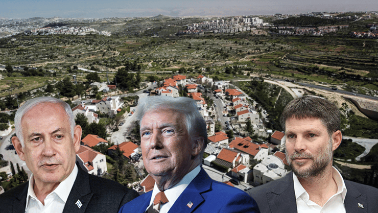 סמוטריץ', טראמפ ונתניהו. מה המחיר שהנשיא הנבחר ידרוש להכרה בהתנחלויות? (צילום: REUTERS/Dedi Hayun) בצלאל סמוטריץ', דונאלד טראמפ, בינימין נתניהו, נווה דניאל
