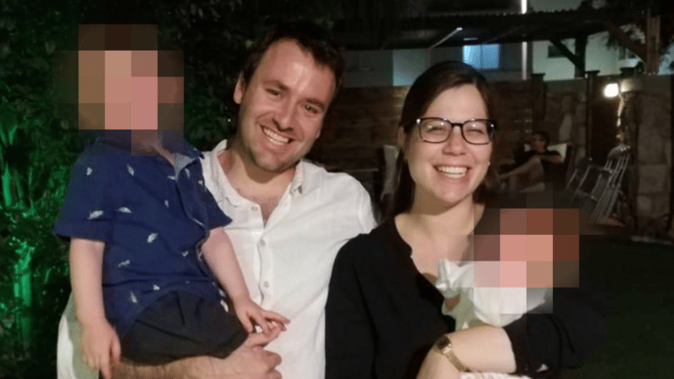 איתמר לוין פרידמן ז״ל עם רעייתו עלמה ושני ילדיהם