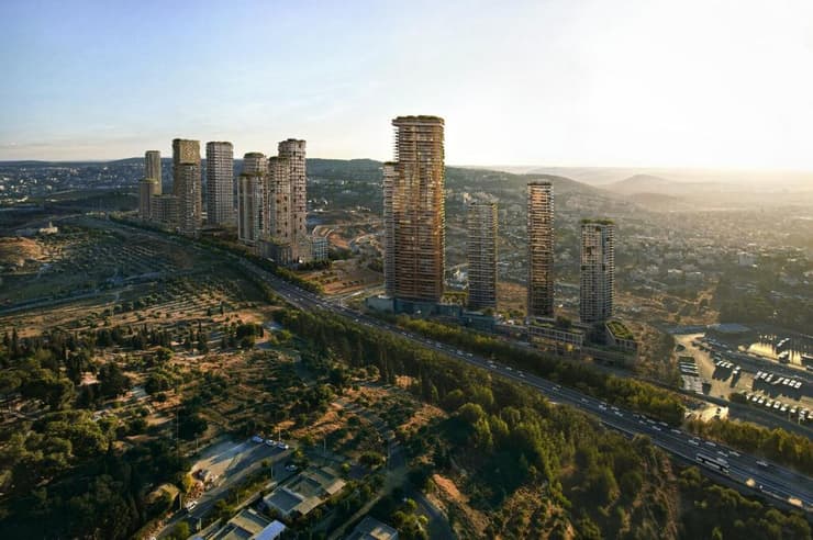 הדמיית תוכנית בנייה רחבה לאורך ציר הרכבת הקלה בירושלים (הדמיה: יגאל לוי אדריכלים) הדמיית תוכנית בנייה רחבה לאורך ציר הרכבת הקלה בירושלים