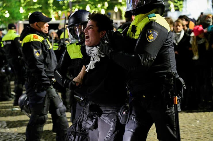 הולנד אמסטרדם עצורים הפגנה פרו פלסטינית 