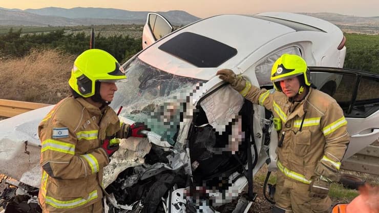 זירת תאונת הדרכים בכביש 807, צומת נחל צלמון