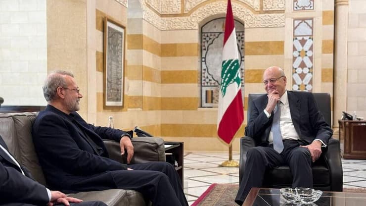 לאריג'אני יועצו הבכיר של חמינאי, נפגש עם ראש ממשלת לבנון נג'יב מיקאתי