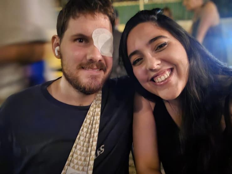 סרן סער גנור וזוגתו אדל (צילום: אלבום פרטי) סרן סער גנור נפצע קשה עבר ניתוח לשחזור גולגולת