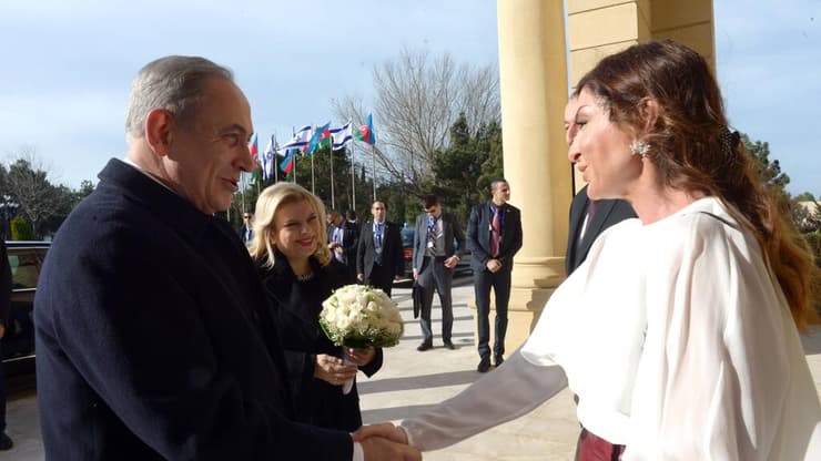 נתניהו ורעייתו שרה בביקור הקודם באזרבייג'ן ב-2016