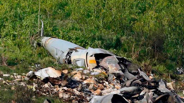 שרידי המטוס הישראלי שהתרסק ב-2018 (צילום: AFP) שרידי המטוס הישראלי שהתרסק ב-2018