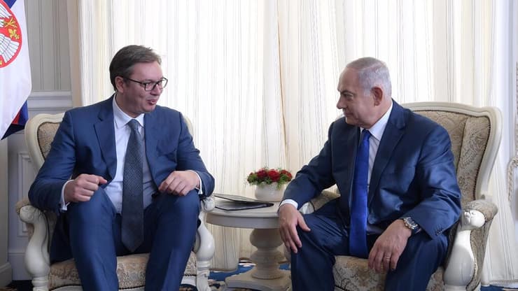 ווצ'יץ ונתניהו (צילום: עמוס בן גרשום/ לע"מ) בנימין נתניהו ראש הממשלה ואלכסנדר ווצ'יץ' בוורנה