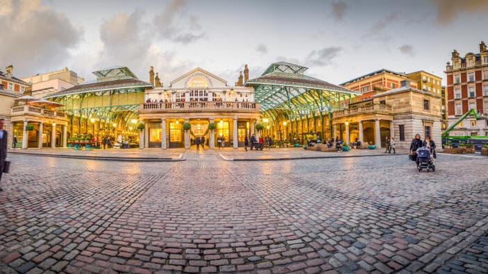 בניין נמוך וגדול ולצידו בניינים נוספים בעיר לונדון