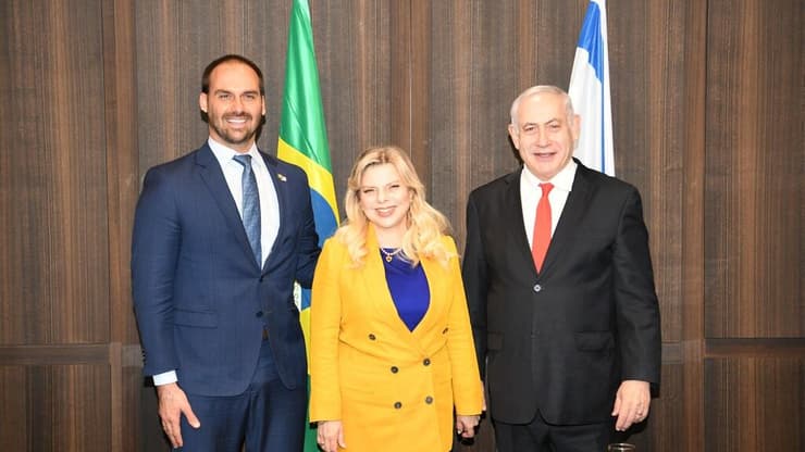 אדוארדו בולסונרו בנו של נשיא ברזיל עם בנימין נתניהו פתיחת משרד סחר ב ירושלים