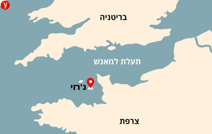 מפה אי ג'רזי בין בריטניה  ל צרפת תעלת למאנש