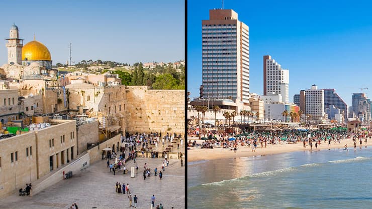 מדד התיירות שהפתיע (צילומים: shutterstock) תל ואביב וירושלים