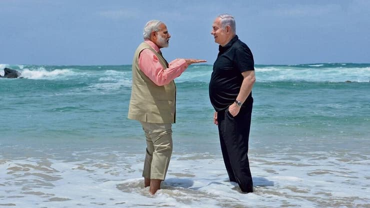 בנימין נתניהו ונרנדרה מודי בביקור ראש ממשלת הודו בישראל