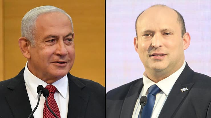 בנט ונתניהו. "מאיים ומדליף שהתכוון אבל לא נתנו לו" (צילום: אלכס קולומויסקי, יואב דודקביץ') נפתלי בנט בנימין נתניהו