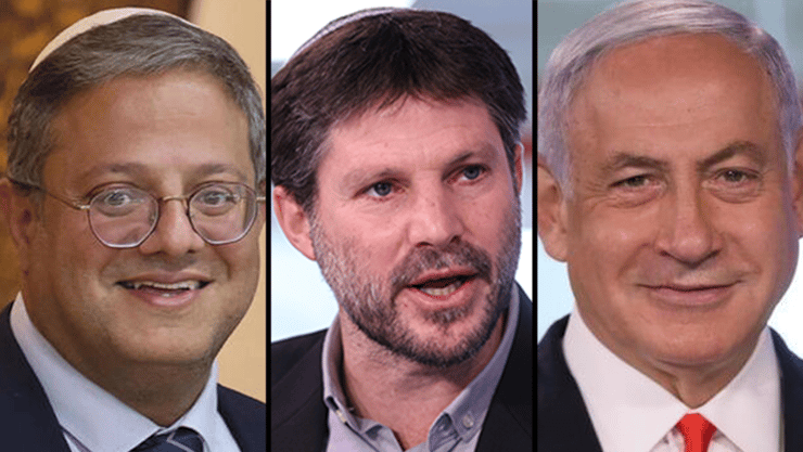 סמוטריץ' ובן גביר אוחזים במושכות, אך לא רק הם החסם (צילום: הדר יואביאן, אלכס קולומויסקי, יואב דודקביץ') בן גביר , סמוטריץ, נתניהו