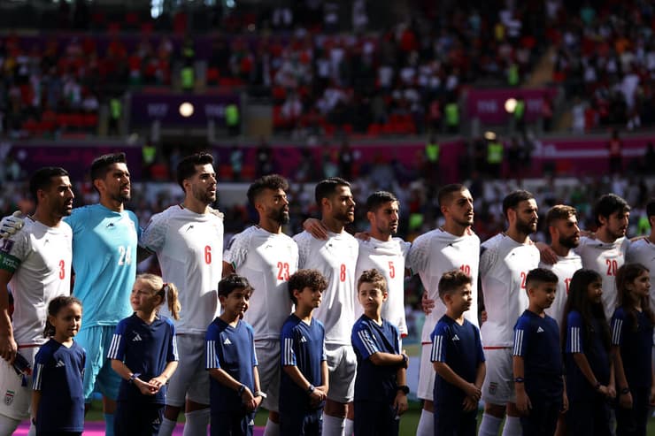 שחקני נבחרת איראן במונדיאל 2022. לא שרו את ההמנון (צילום: גטי אימג'ס) שחקני נבחרת איראן