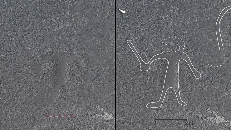 דמות אנושית שראשה ערוף והיא מחזיקה במקל או אלה