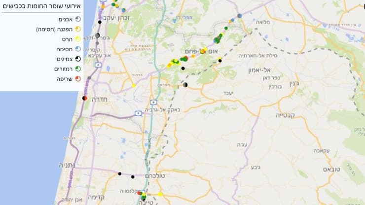 נזק נזקים נזקי שומר חומות מבצע מבצעים צבאי צבאיים כבישים כביש בין עירוני בינעירוניים אינפו אינפוגרפיקה