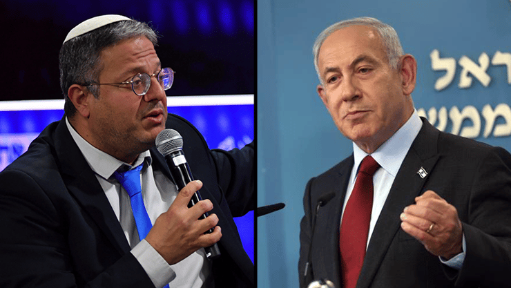 קרב המוחות בעיצומו. נתניהו ובן גביר (צילום: יונתן זינדל, יואב דודקביץ' ) בנימין נתניהו, בצלאל סמוטריץ' אלי כהן וניר ברקת