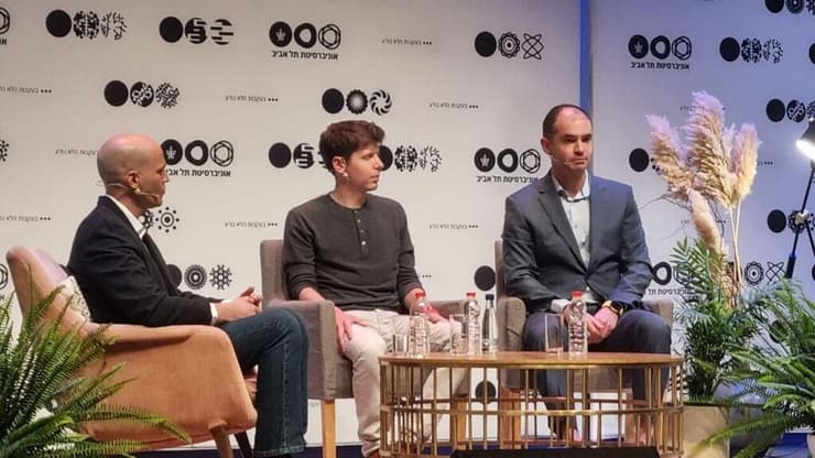 מימין: איליה סוצקובר המדען הראשי של OpenAI, סם אלטמן מייסד ומנכ''ל OpenAI וד''ר נדב כהן, ביה"ס למדעי המחשב של אוניברסיטת ת''א
