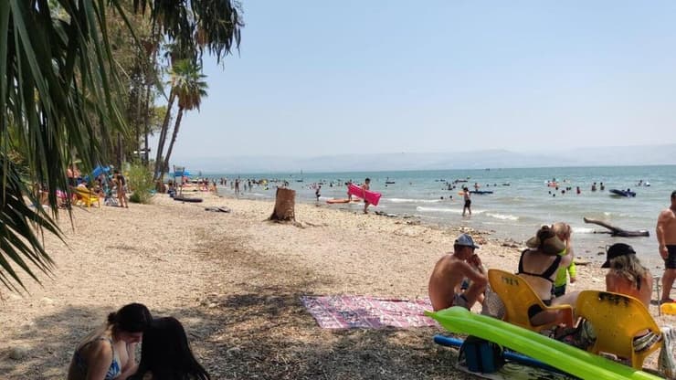 כנרת (צילום: טלי בר, איגוד ערים כינרת) מזג אוויר אויר חוף כנרת חופש קיץ חם חום שרב טיול טיולים מים אגם מבקרים