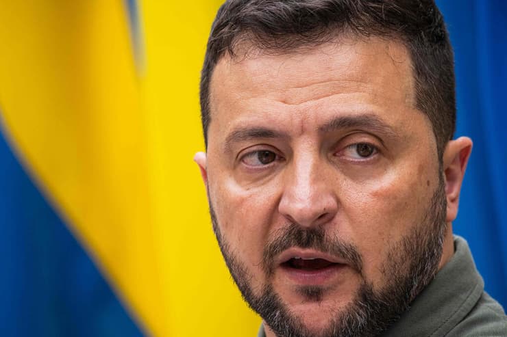 נשיא אוקראינה וולודימיר זלנסקי בביקור ב בשבדיה לצד ראש ממשלתה אולף קריסטרסון 19 באוגוסט