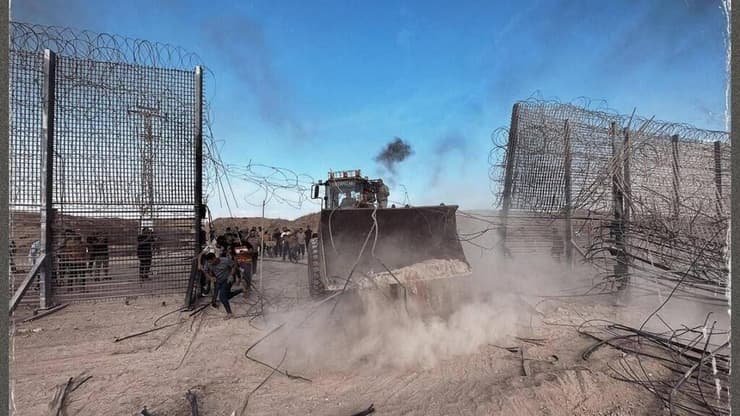 תיעוד פלסטיני: הגדר פרוצה בדרום רצועת עזה