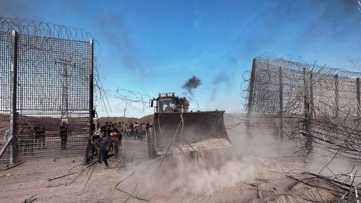 תיעוד פלסטיני: הגדר פרוצה בדרום רצועת עזה