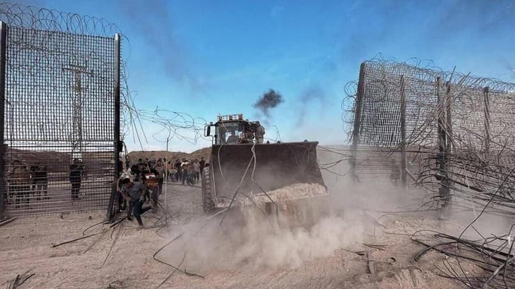 תיעוד פלסטיני: הגדר פרוצה בדרום רצועת עזה