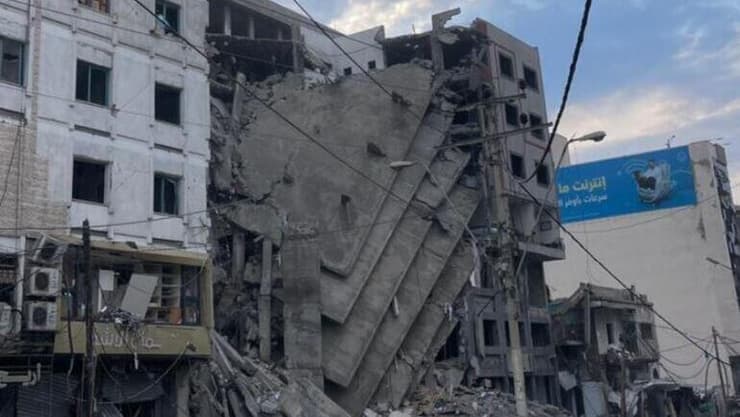 מבנה הבנק האיסלאמי ברצועה לאחר תקיפות מהאוויר ההרס בעזה לאחר תקיפות צה"ל