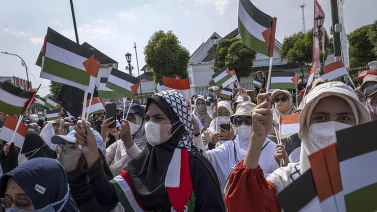 צילום: Ulet Ifansasti/Getty Images הפגנה נגד ישראל באינדונזיה