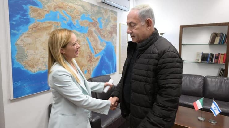 ראש הממשלה בנימין נתניהו נפגש עם ראש ממשלת איטליה ג'ורג'יה מלוני בקריה בתל אביב