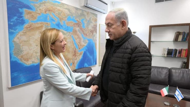 ראש הממשלה בנימין נתניהו נפגש עם ראש ממשלת איטליה ג'ורג'יה מלוני בקריה בתל אביב